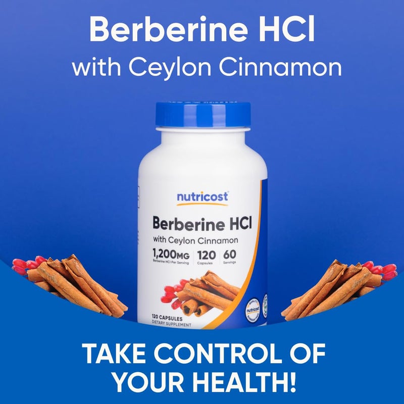 Nutricost Berberine HCl with Ceylon Cinnamon Capsules (120 Capsules, 60 Servings) - Non-GMO, Animal-Free Product - Image 5